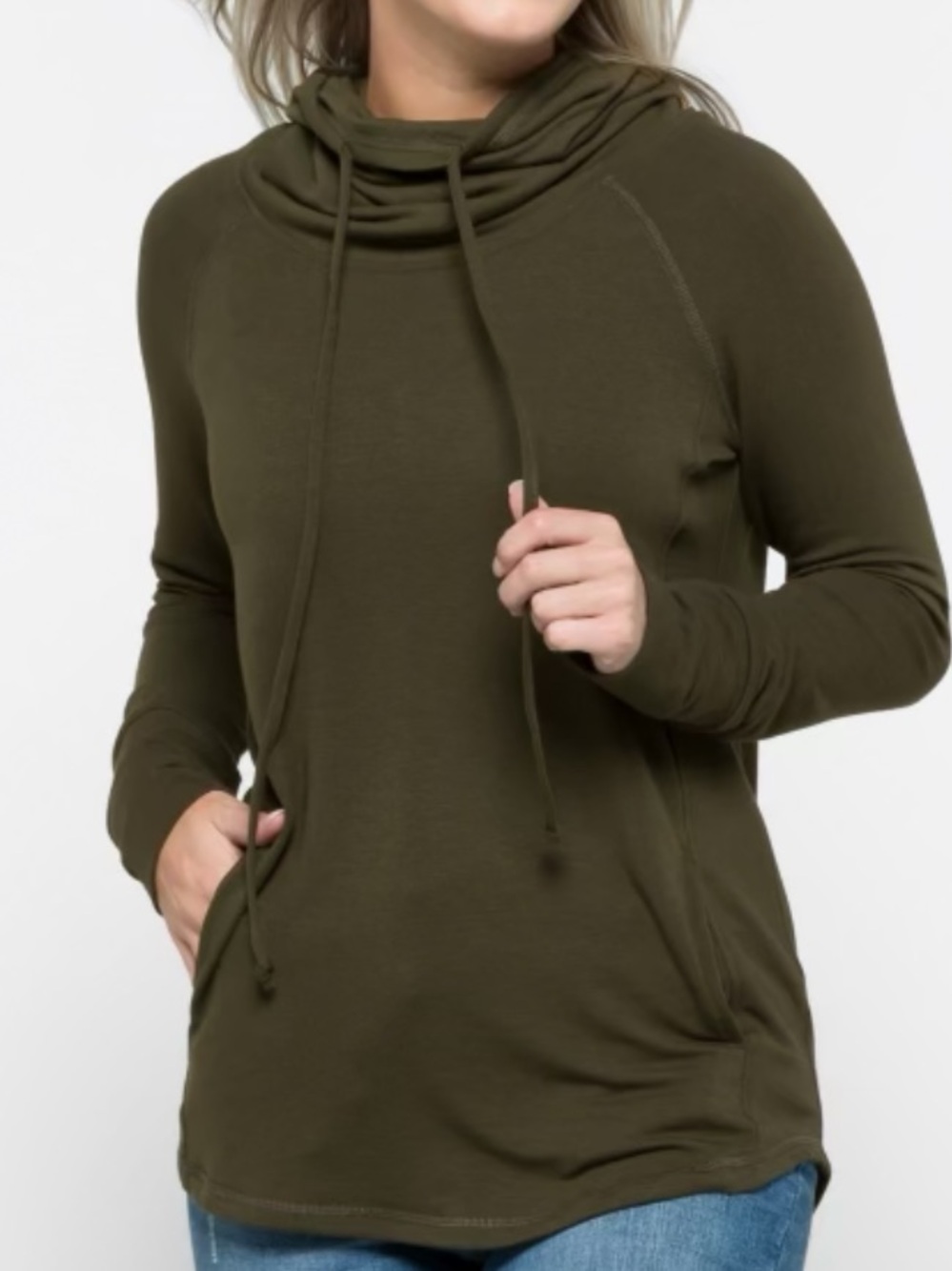 Pink Clover Shenaya Knit Sweatshirt - Olive Green
